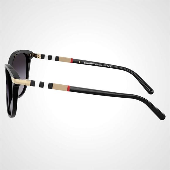 New Burberry Sunglasses Black Cat Eye Check Arms Gold Hardware Womens BURBERRY - Picture 3 of 10